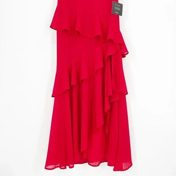 New Lulu's Small Calle Red Ruffled Sleeveless Maxi Dress Sexy Party Cocktail - Picture 4 of 11